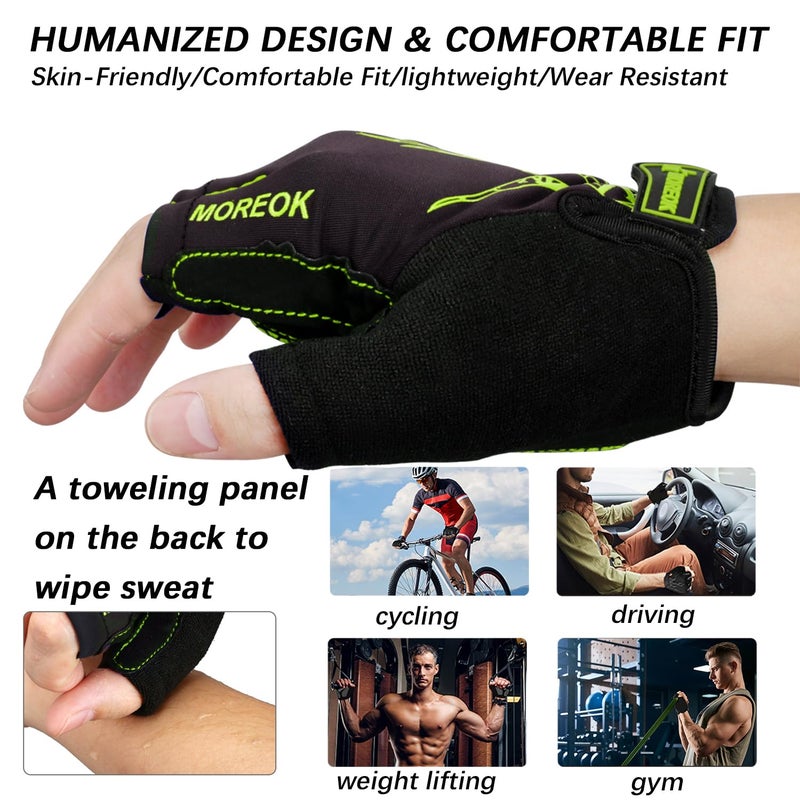MOREOK Cycling Gloves Bike Gloves for Men/Women-[5MM Gel Pad] Half Finger Bicycle Biking Gloves for Cycling/Weight Lifting/Gym/Motorcycle/Rowing/Outdoor Sports-050-GREEN-S - Image 3